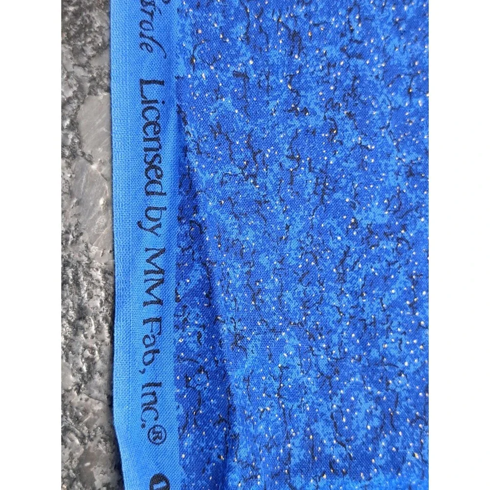 Vintage Christmas Blue Fabric Holiday Remembrance by Cheri L Strole 1 Yard